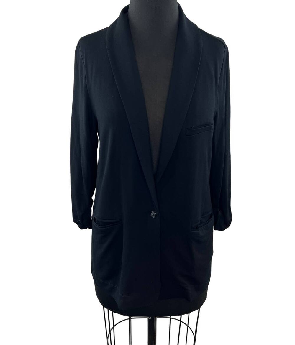 JOIE Neville Women Black Shawl Collar Long Sleeve 1 Button Soft Knit Blazer S M?